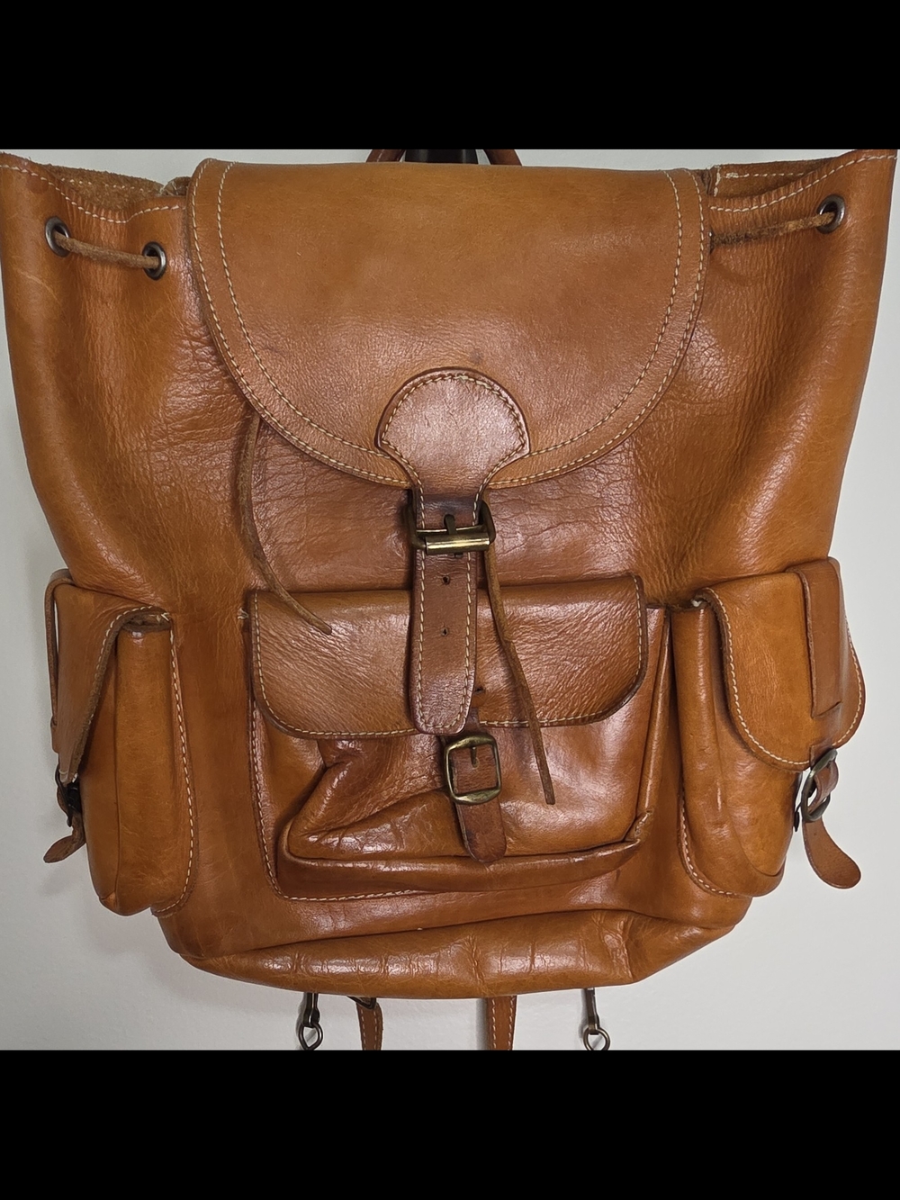Leather Backpack in Tan - Classic Rucksack Style, Greece